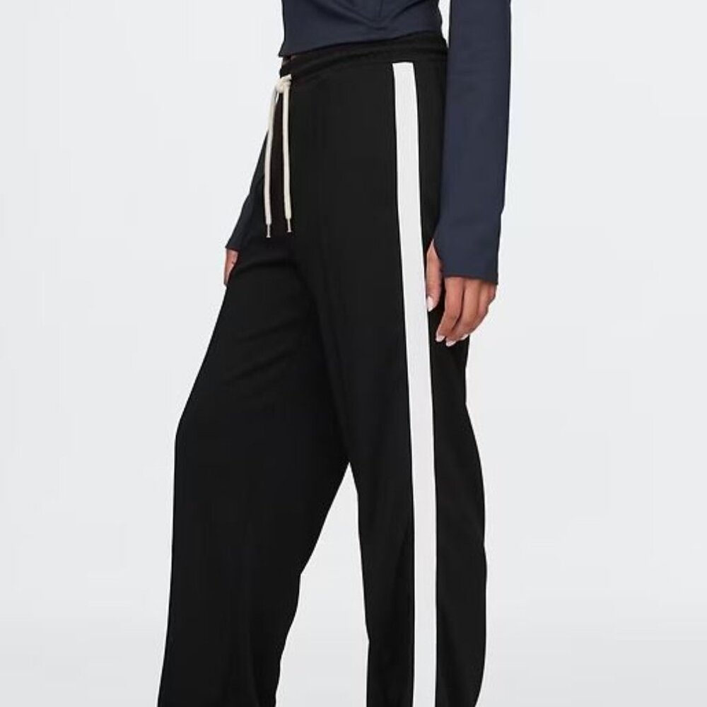 GAP Straight Leg Track Pants (Black w/ White Stripe)